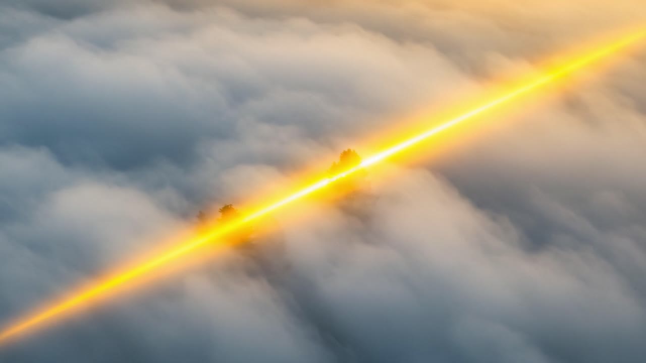 An Ethereal Beam of Light Piercing Through a Dense Layer of Clouds, Illuminating the Surroundings with a Subtle Warm Glow, Creating a Mystical Scenic Moment