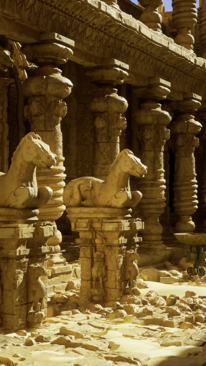 Intricate stone carvings and ancient architecture in deserted ruins