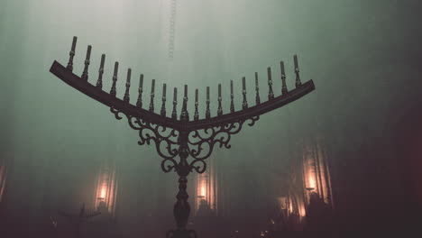 candlestick in a foggy church