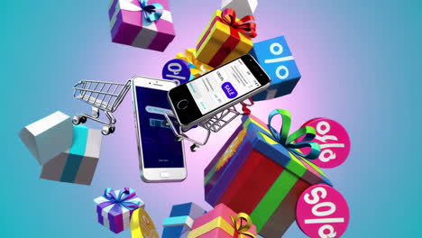 online shopping, sales, and gift boxes