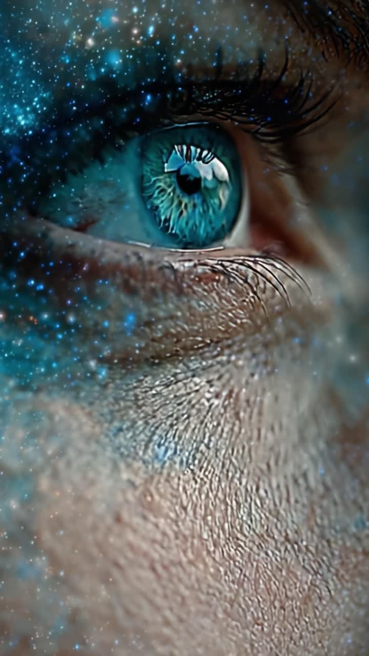 A Journey Through the Cosmos: The Transition from Awakening to Dreaming in Celestial Emotions Reflected in an Eye