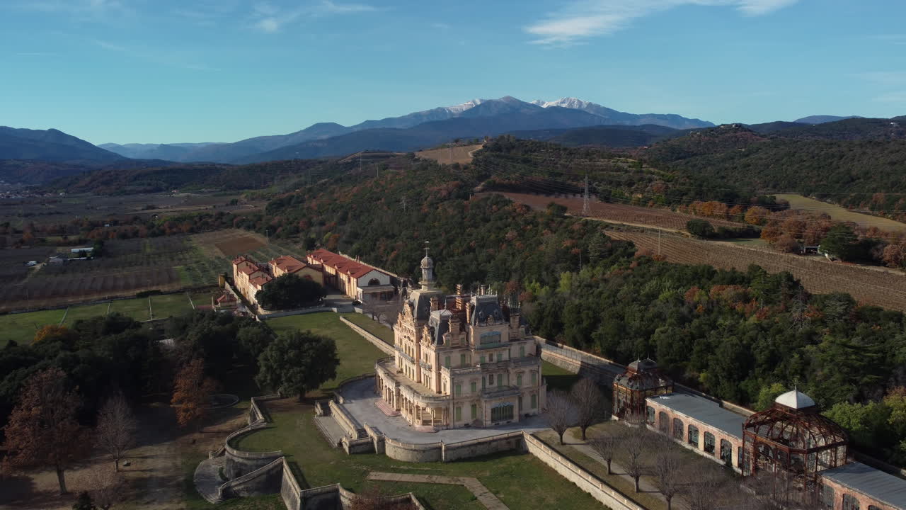 Aerial View of a Historic Chateau in the French Countryside