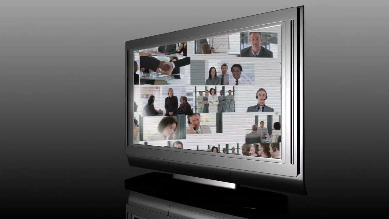 Television Screen showing Business Footage