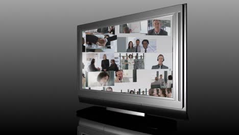 pantalla de televisión que muestra imágenes comerciales