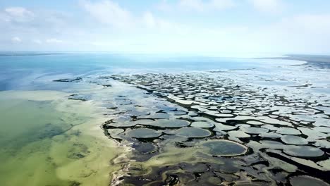 aerial view of lakes and sea