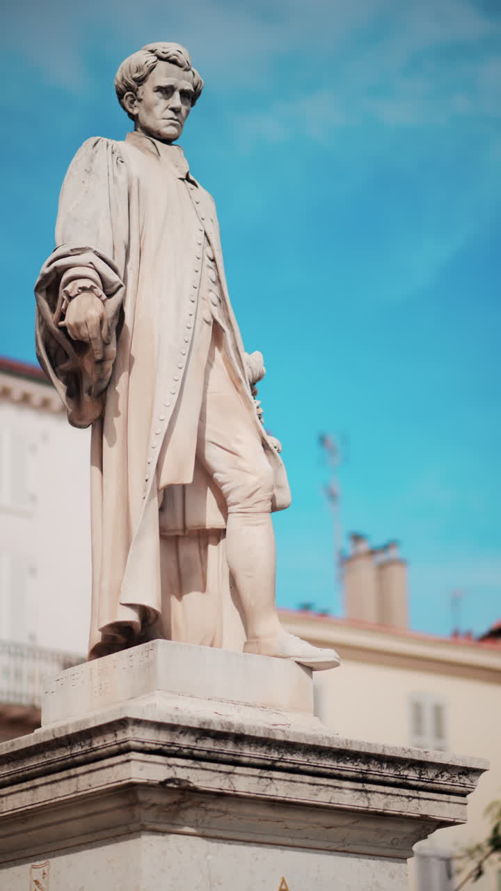 Cannes, France - October 1, 2024: The Statue of Lord Brougham memorial. Vertical