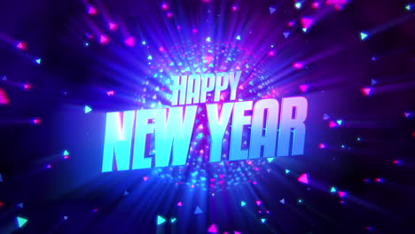 Animation-text-Happy-New-Year-and-motion-disco-ball-abstract-holiday-background-1