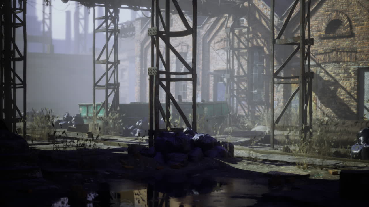 Abandoned industrial landscape reveals nature reclaiming forgotten space