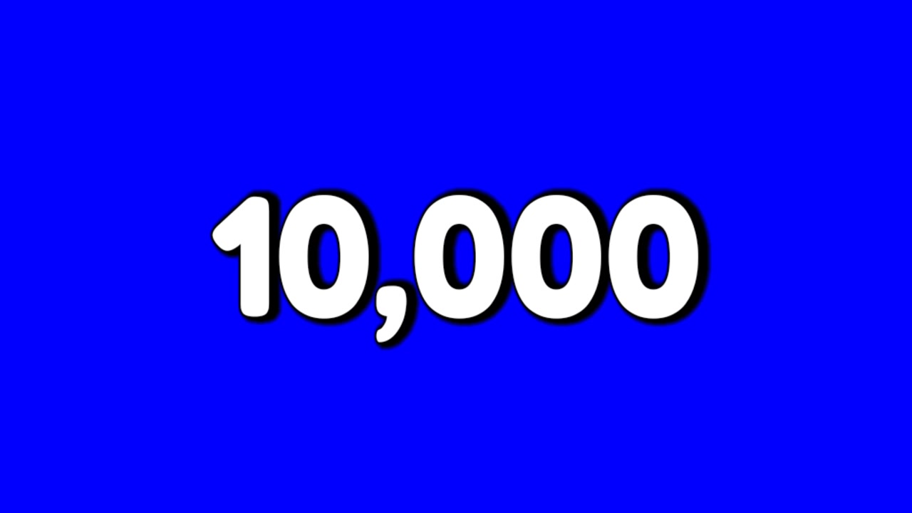 Nummer 10000 teken symbool prijskaartje rook effecten animatie motion graphics cartoon op blauw scherm achtergrond voor video-elementen