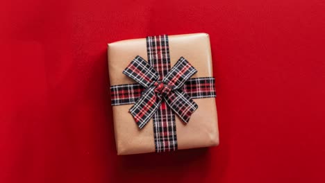 gift box with plaid ribbon