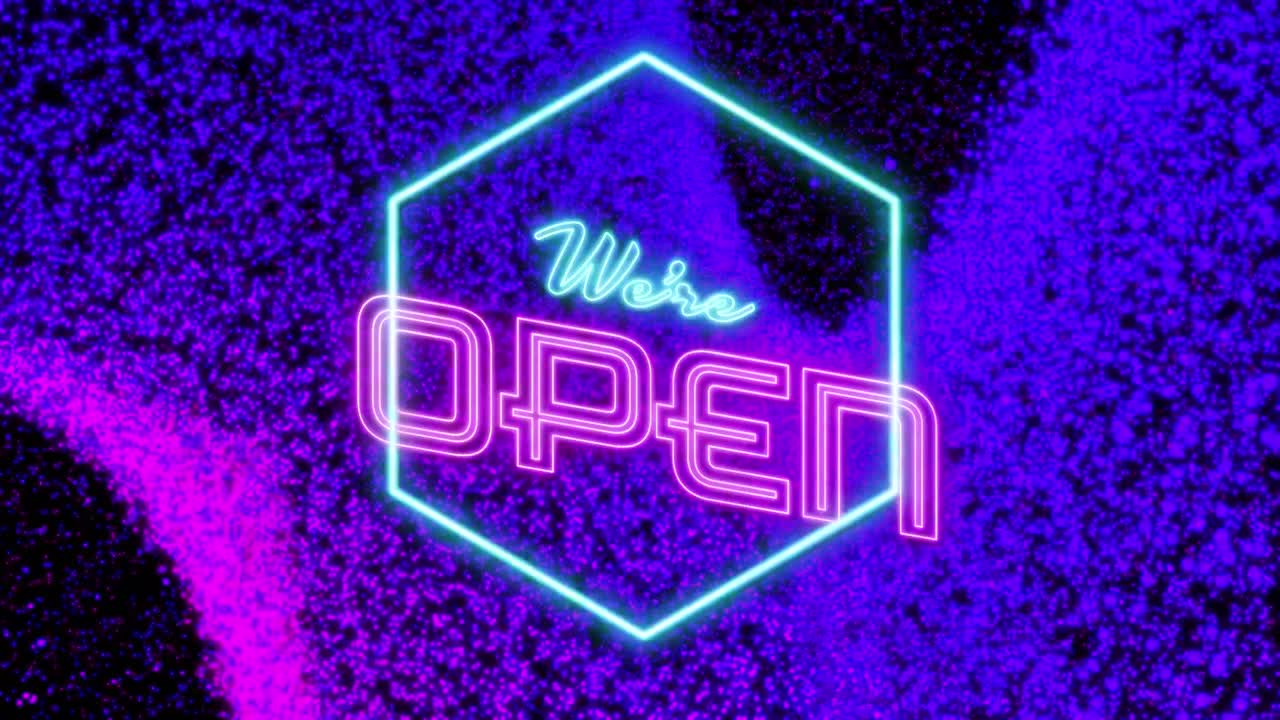 우리가 열린 텍스트의 애니메이션과 검은 바탕에 있는 반점