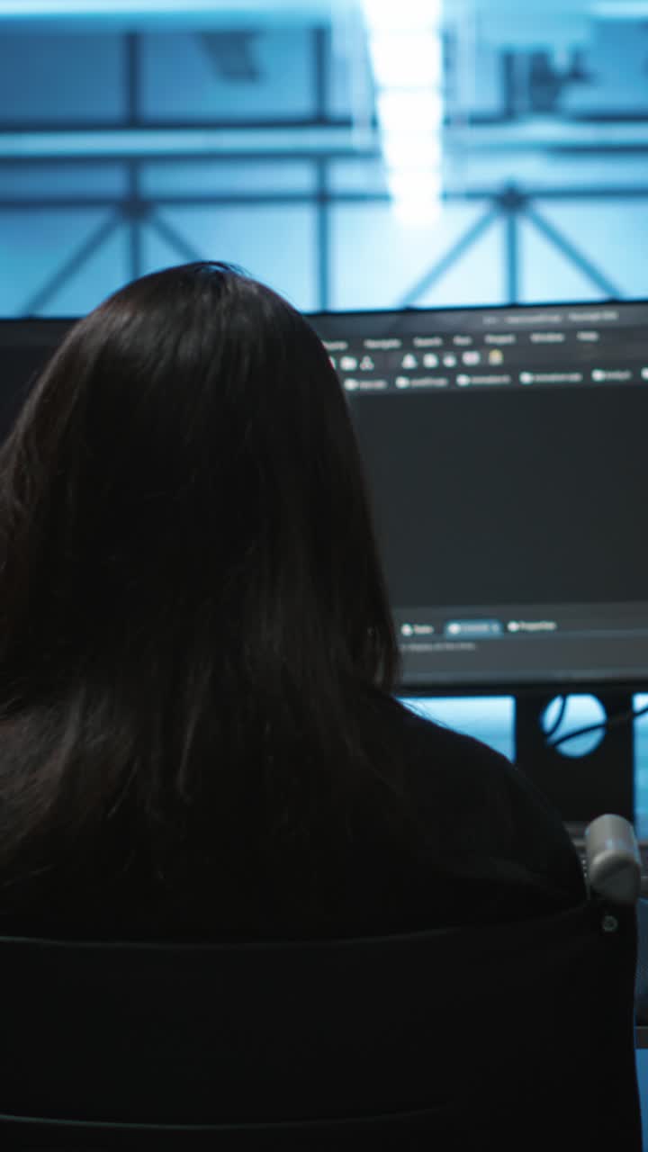 Disabled Woman Programmer Working on Computer in Modern Office