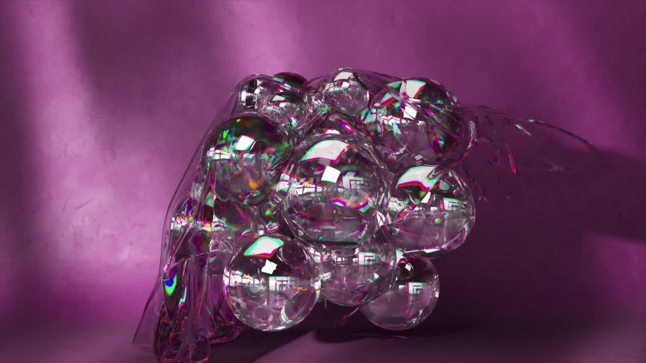 escultura de vidrio abstracta con burbujas