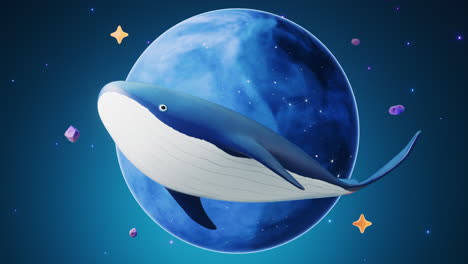 whale in the outer space, 3d rendering.