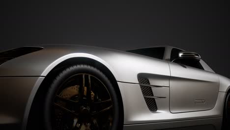 luxury sport car in dark studio with bright lights