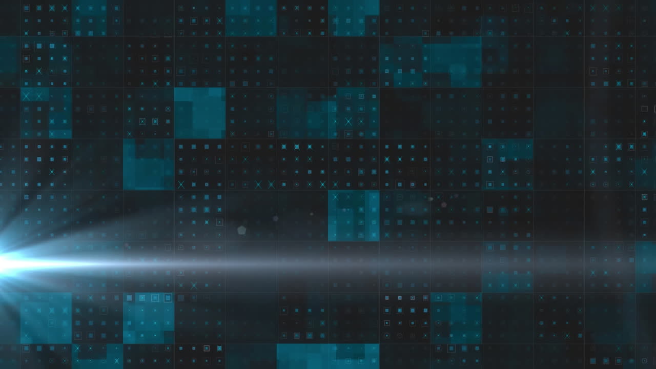 animación de cuadrados parpadeantes y luz moviéndose sobre un fondo negro