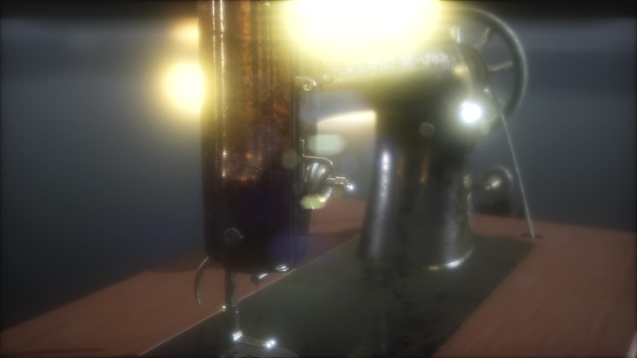 어두운 곳에서 오래된 레트로 바느질 기계