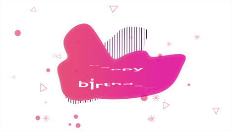 feliz cartão de aniversário rosa e branco com salpicaduras e pontos