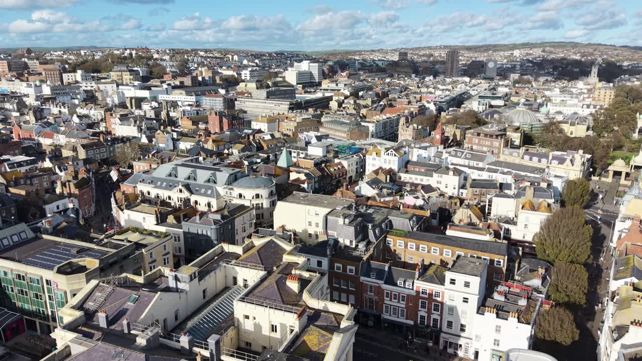 Streets and roads apartments houses Brighton UK drone,aerial