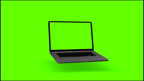 video 4k. portátil (computador portátil) encendiendo con pantalla verde sobre un fondo verde.