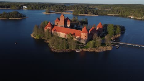 Aerial-shot-if-flying-towards-medieval-castle