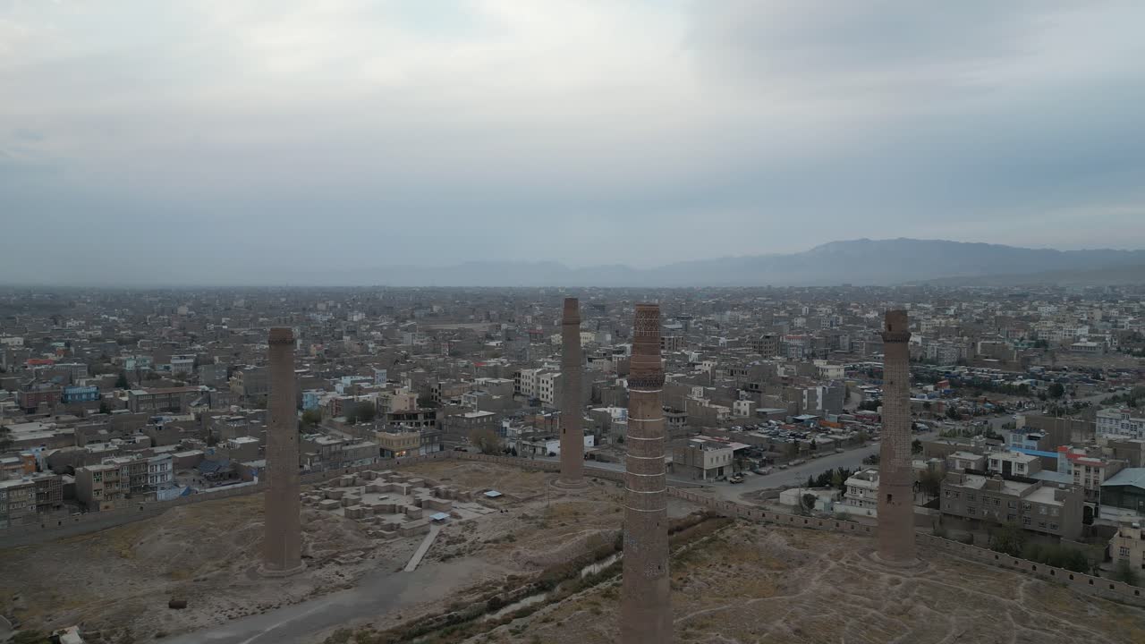 Musallah Minarets of Herat - Musalla Complex Ruins In Herat City, Afghanistan. - aerial shot