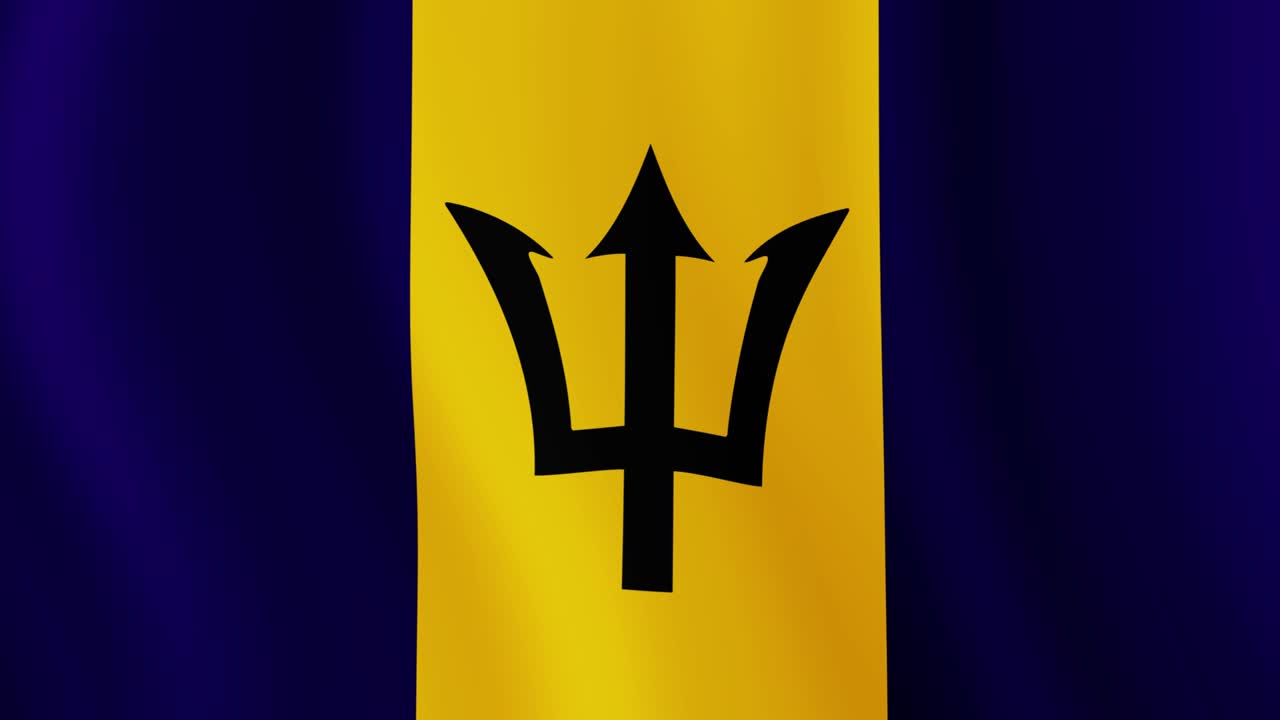 la bandera de barbados agitando