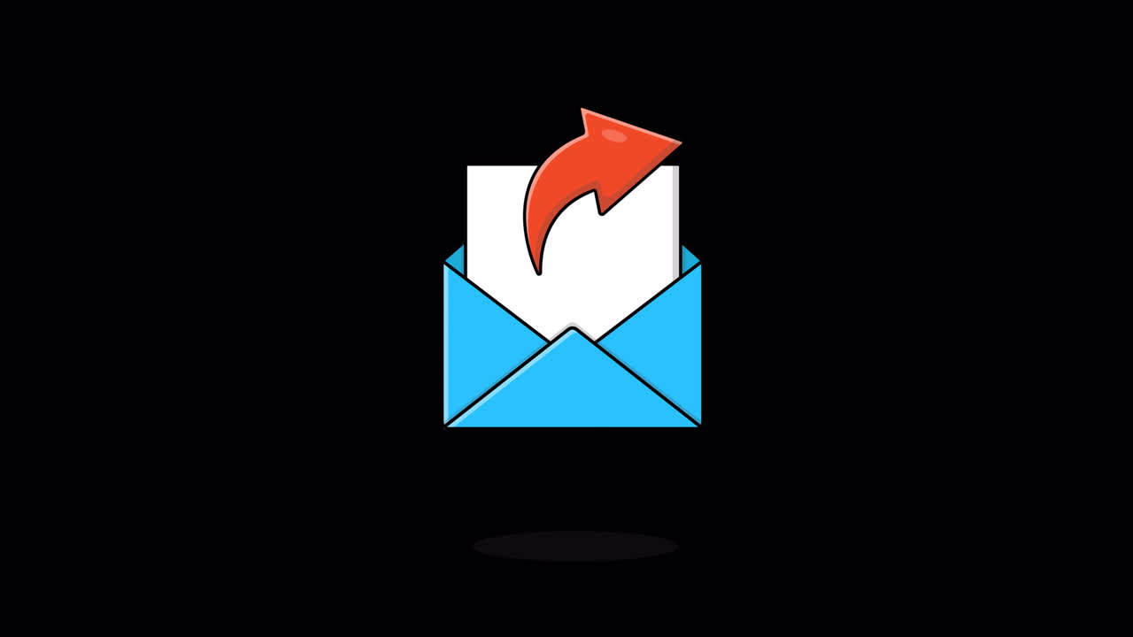 Animeret e-mailkonvolut med dele- eller svarikon