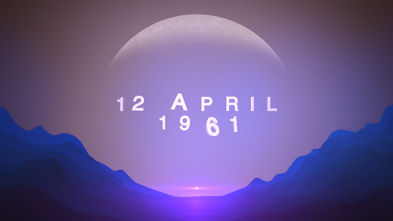 1961년 4월 12일, 우주에서 달과 푸른 산들과 함께