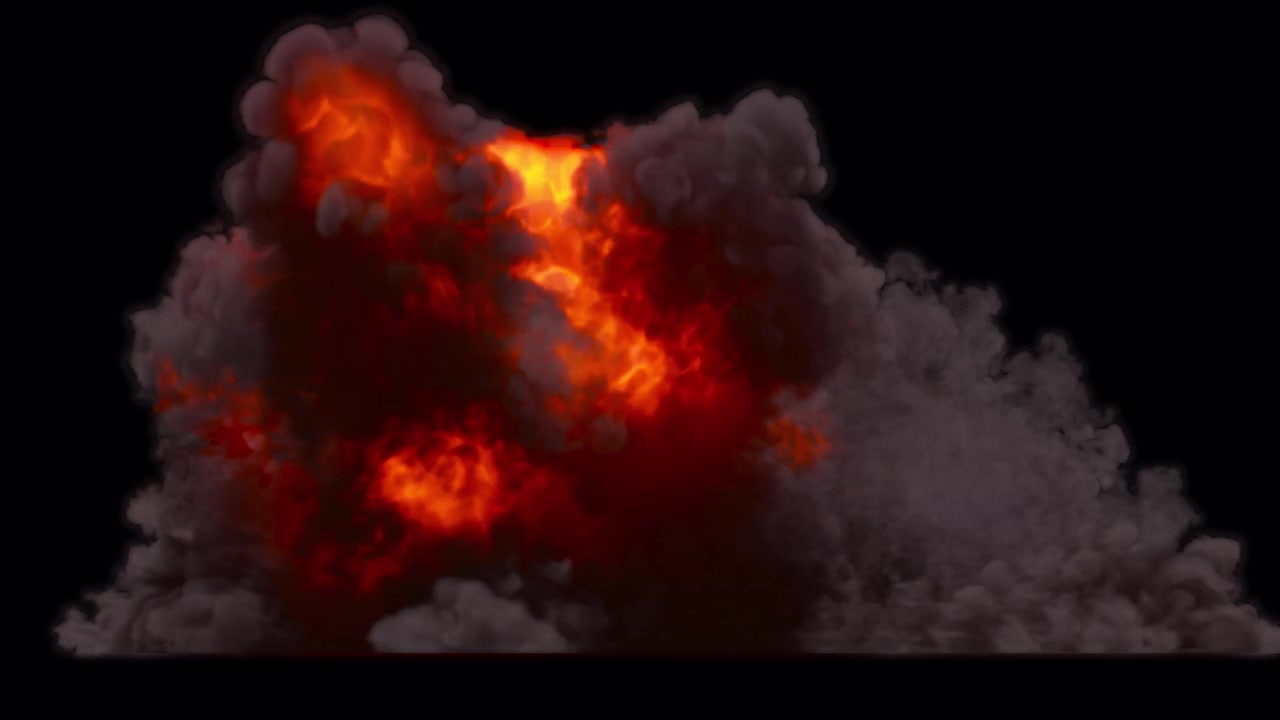 Massive fiery explosion on transparent background