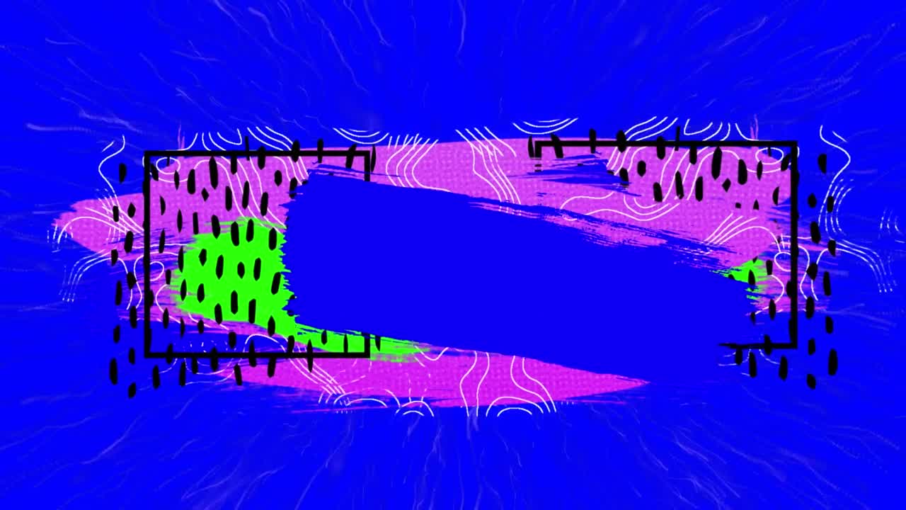 animación de formas coloridas sobre un fondo azul