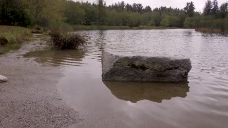 a man stepping onto a big rock in a river