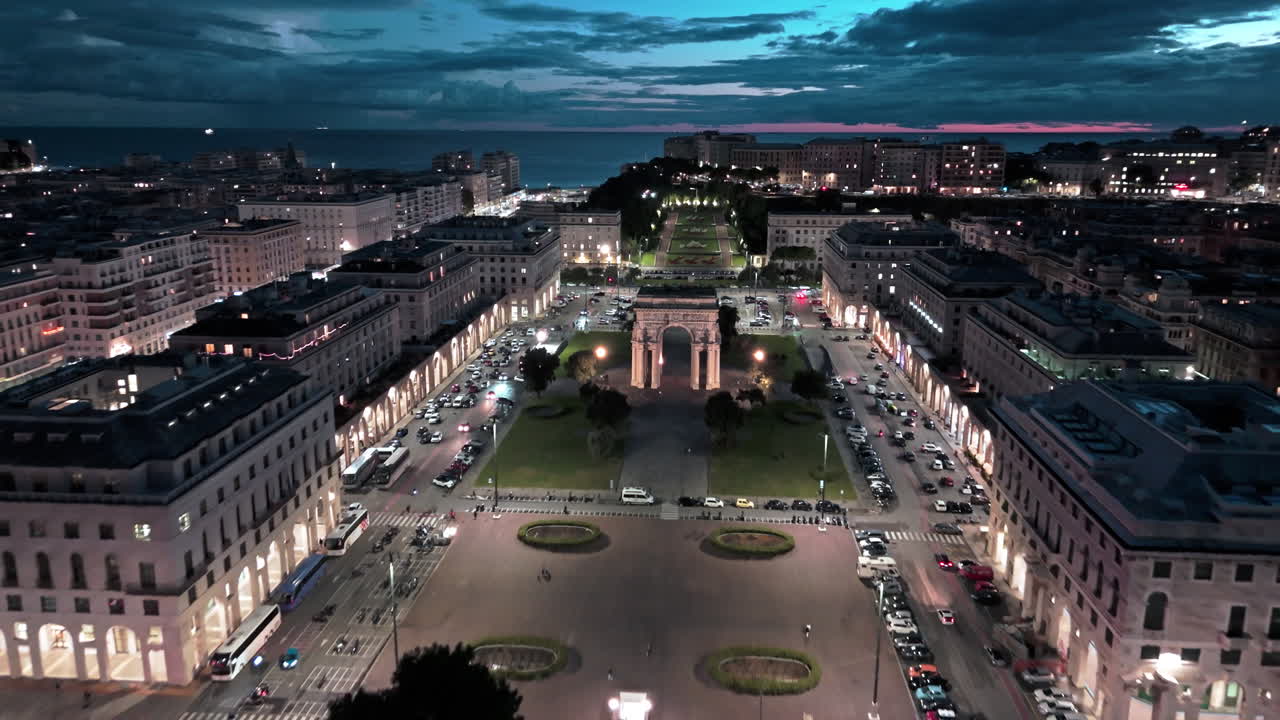 Aerial View of Trieste, Italy at Night