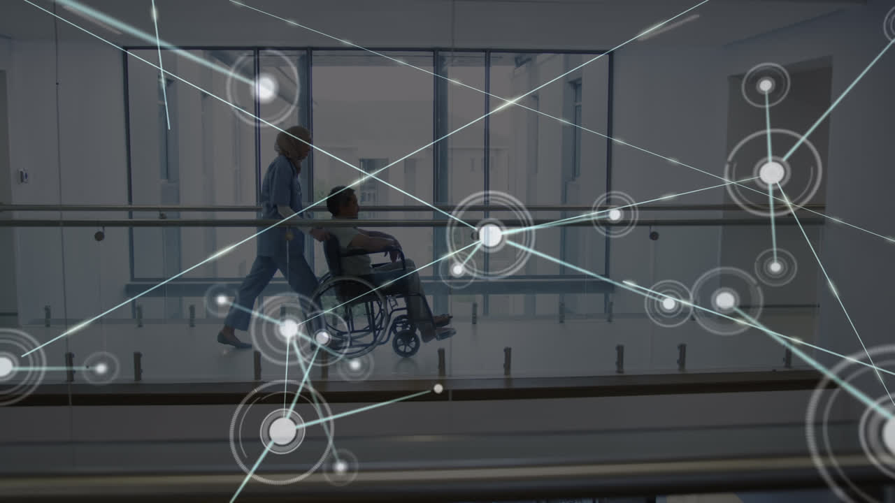 animación de la red de conexiones entre diversos médicos y pacientes