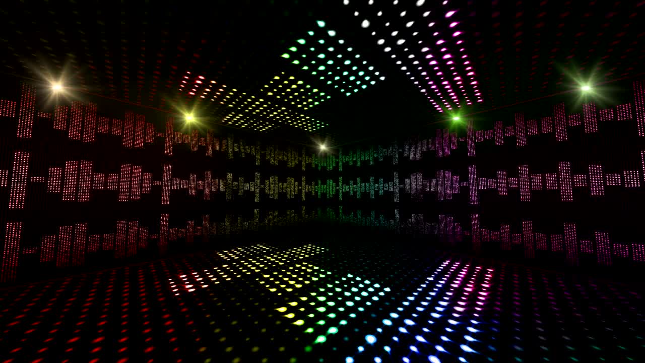 musica onde stanza, radio, luci lampadine animazione, rendering, sfondo, loop