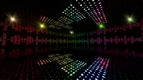 music waves room, radio, lights bulbs animation, rendering, background, loop