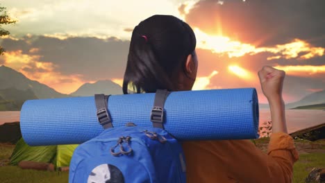 happy camper at sunrise