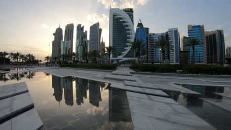 doha west bay reflection