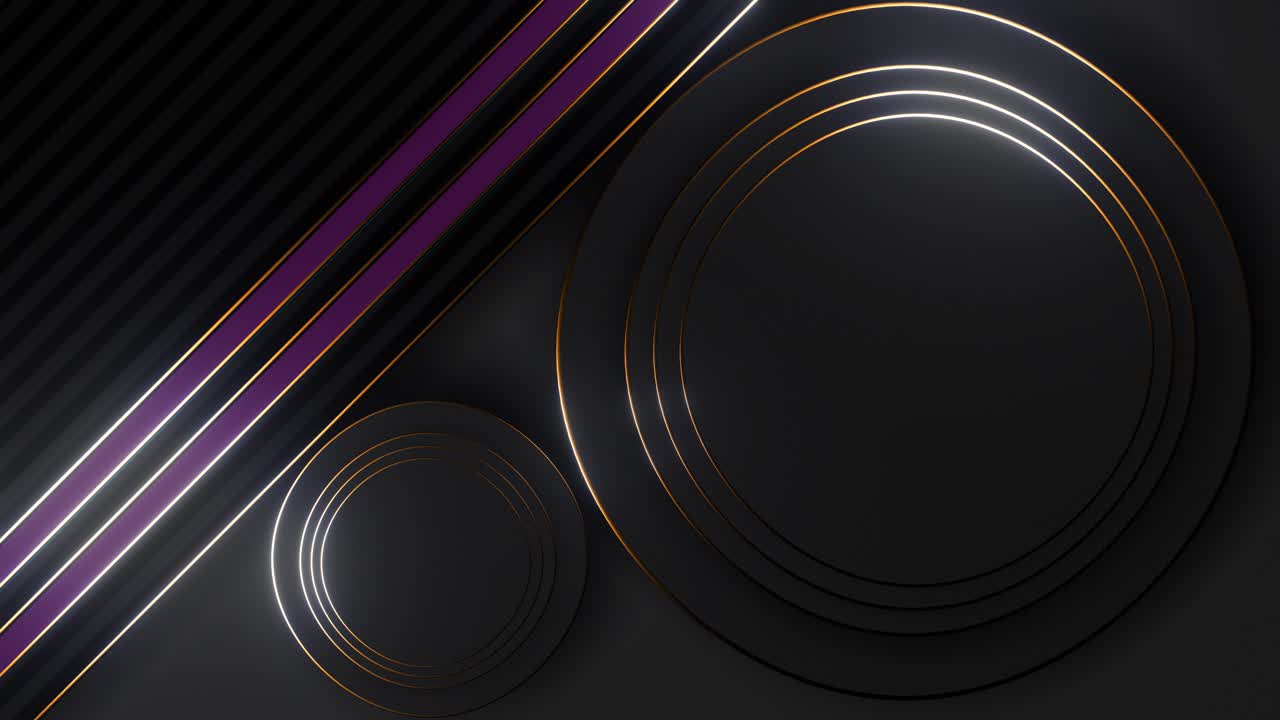 Abstract Dark Background with Gold Circles and Purple Lines