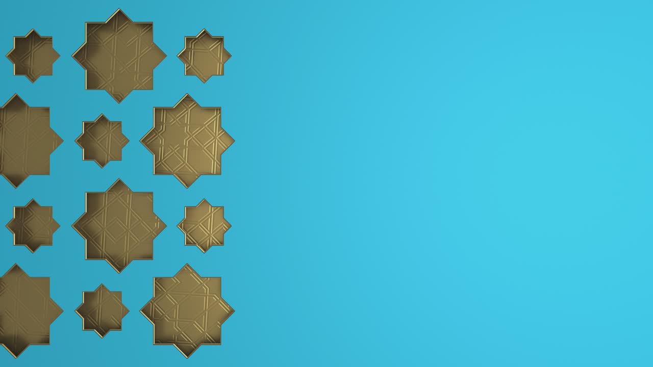 3d render traditional gold symbol ramadan holiday on the blue background. Ramadan Kareem Islamic holy month