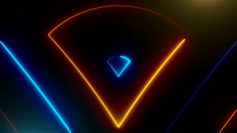 many neon triangles in space, abstract computer generated backdrop