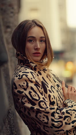 woman in leopard print coat