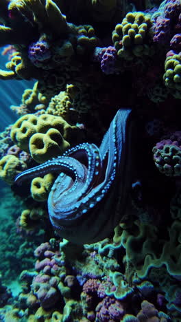 pulpo en un arrecife de coral