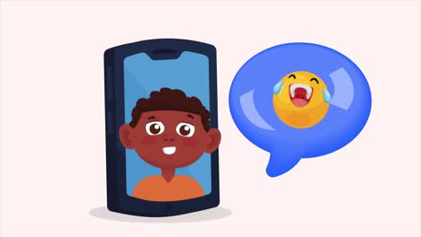 dispositivo de smartphone com animação afro man