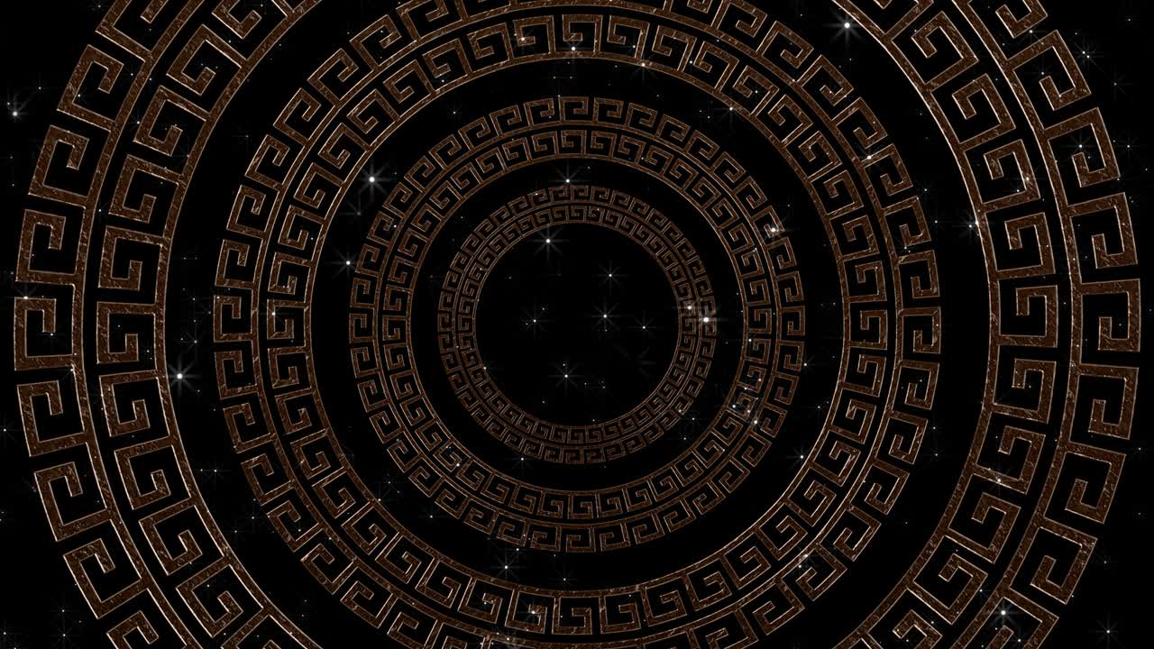 ornamento antiguo. túnel de anillos giratorios. vidrio de colores.