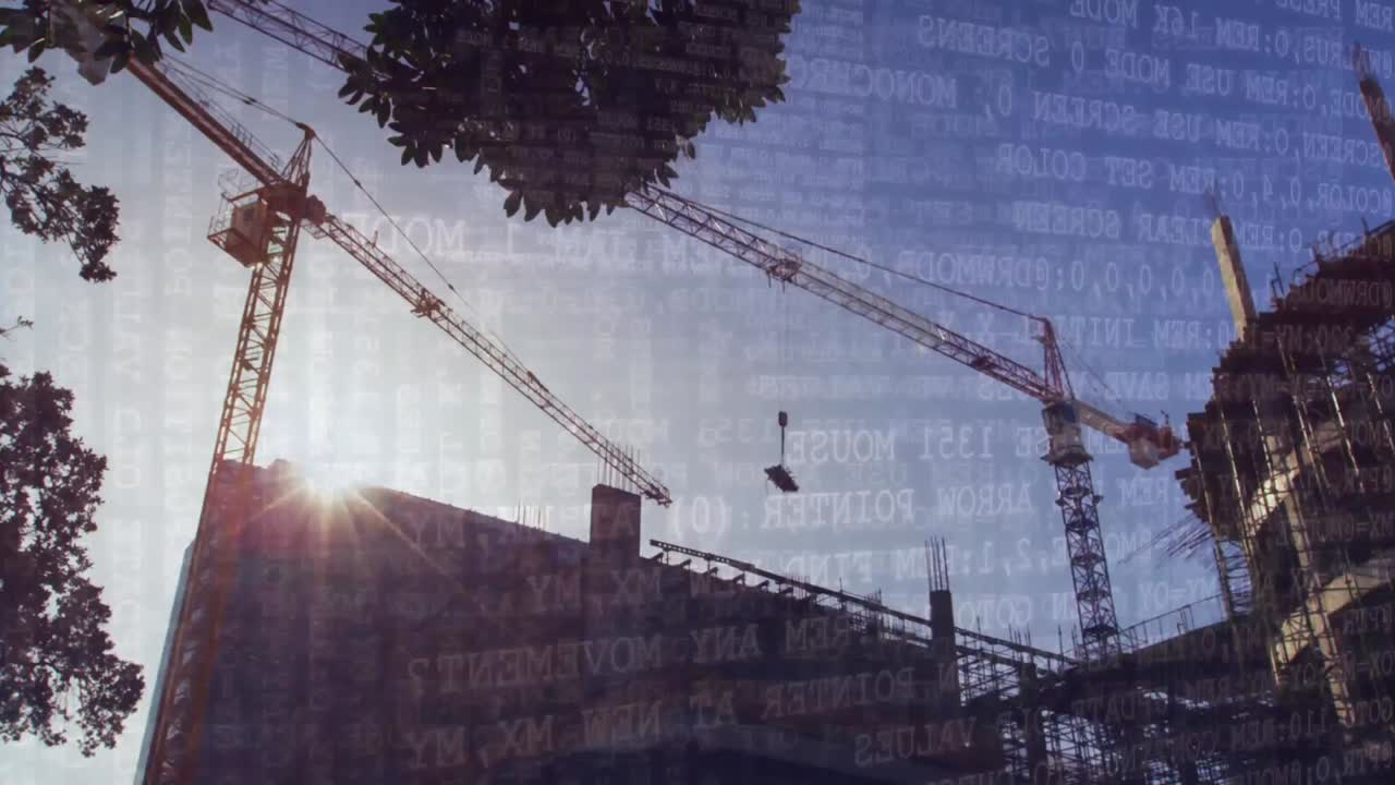 grúa de torre y códigos binarios