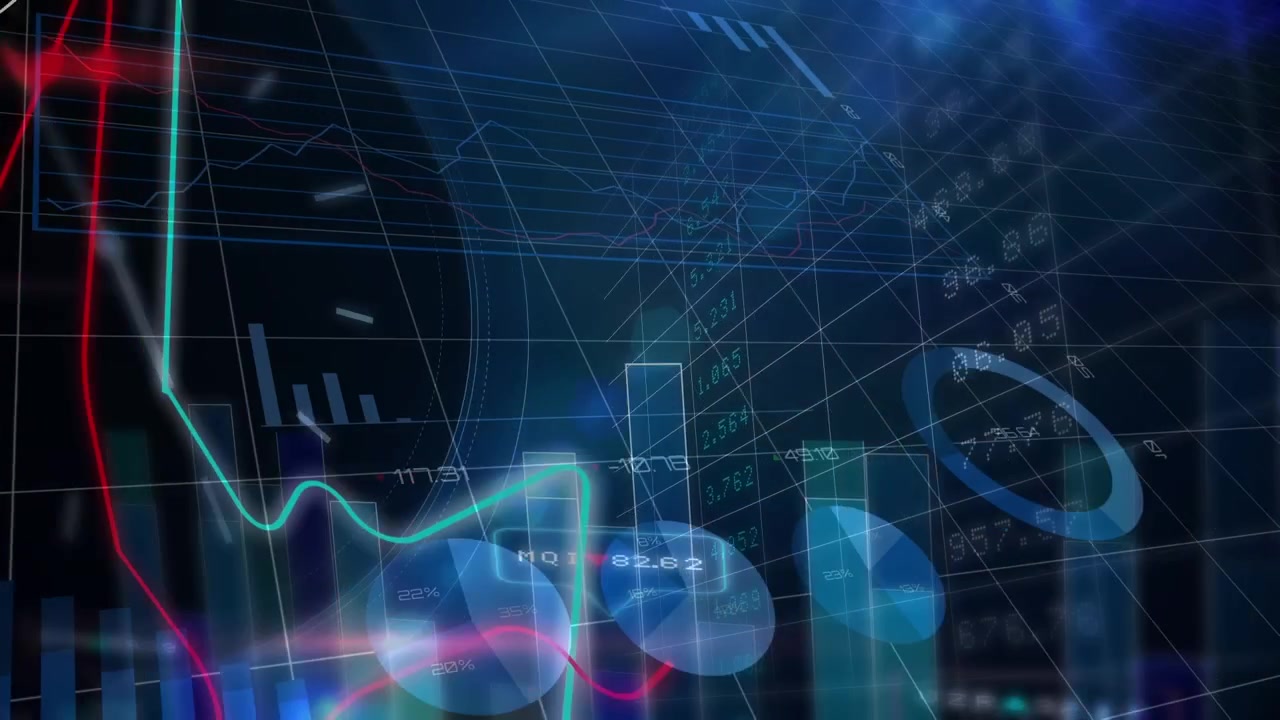 Animazione dell'elaborazione di dati finanziari su un orologio