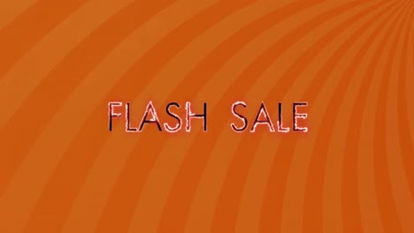 animation of flash sale text over sunburst against orange background