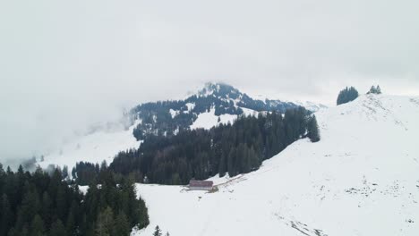 Alpes-Nevados,-En-Un-Día-De-Invierno-Brumoso
