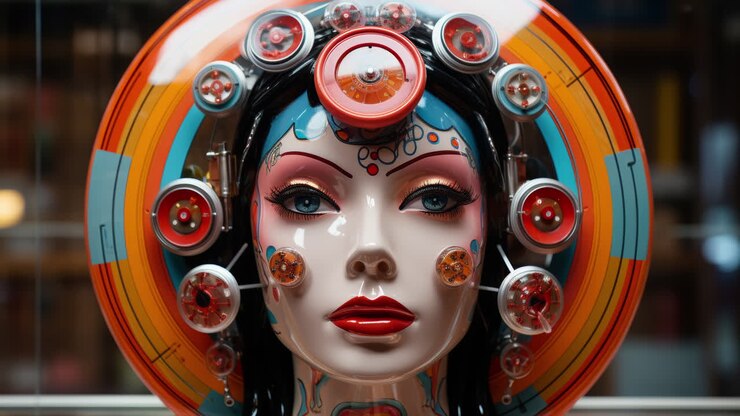 Cuffie tech da donna e visori VR futuristici realizzati con AI